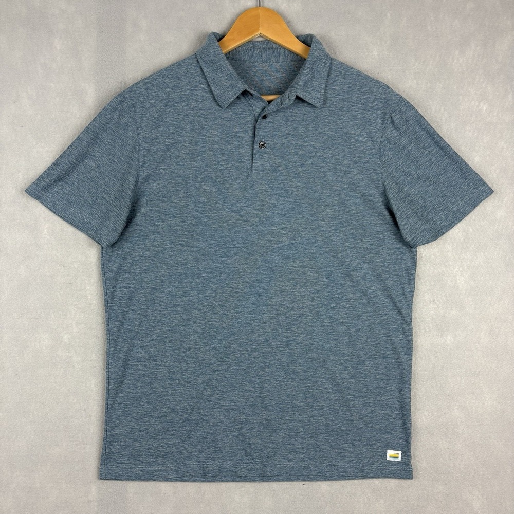 Vuori Strato Tech Polo Men's Medium Blue Short Sleeve Performance Golf Shirt